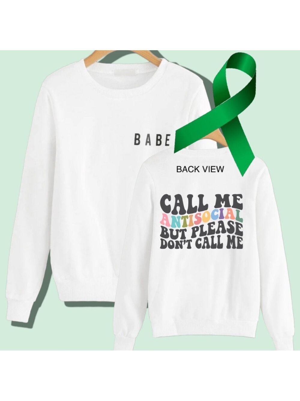 Anti-social Mental Health graphic crewneck sweatshirt size large